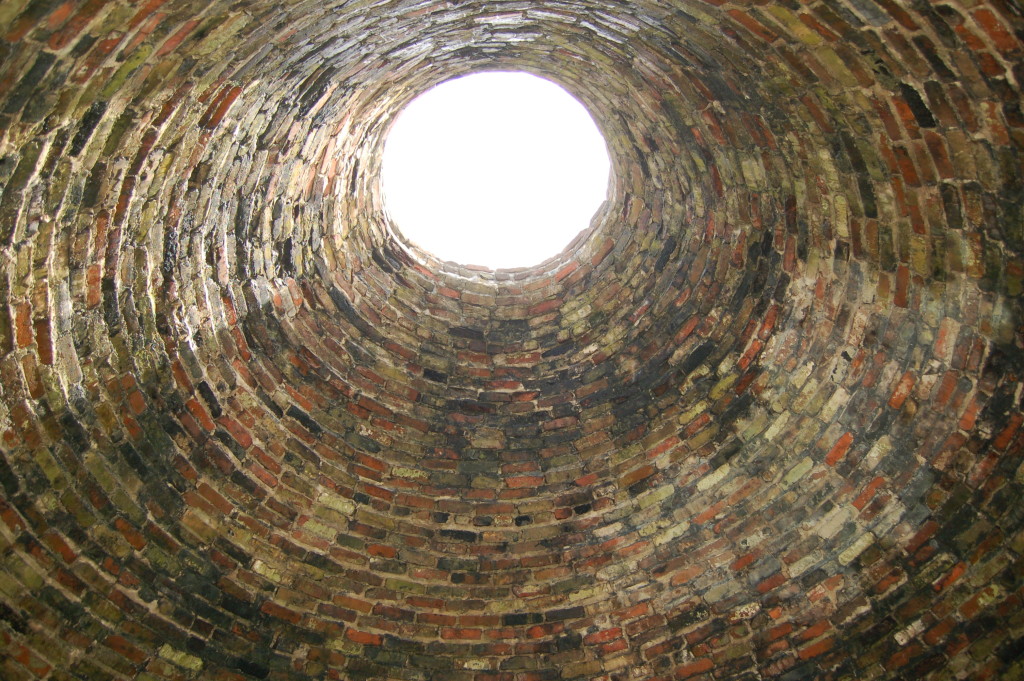 Looking up from inside the charcoal kiln