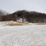 Snow-covered sand dunes