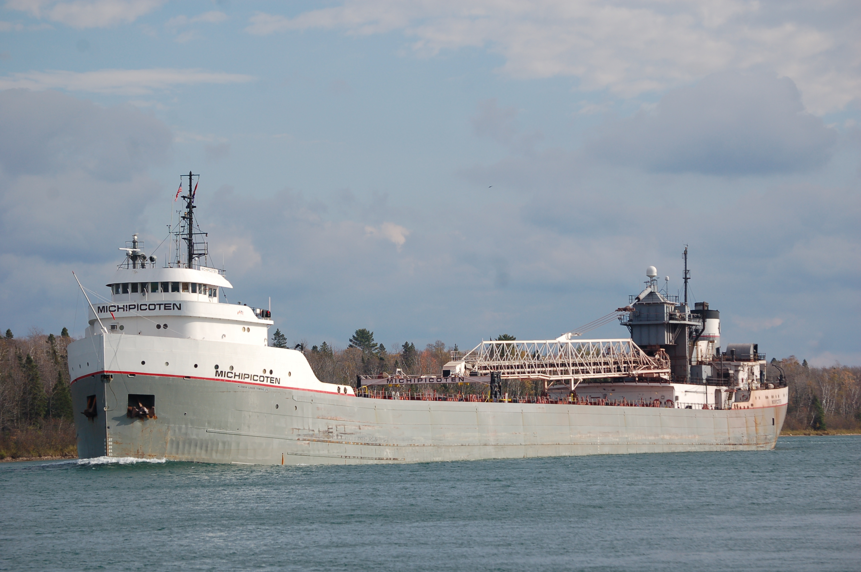 Michipicoten (Lower Lakes Towing, Canada) upbound St. Mary's River in fall