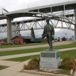 Michigan Roadside Attractions: Thomas Edison Statue at Grand Trunk Railroad Depot in Port Huron