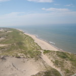 View of Lake Michigan shoreline from Big Sable Lighthouse tower