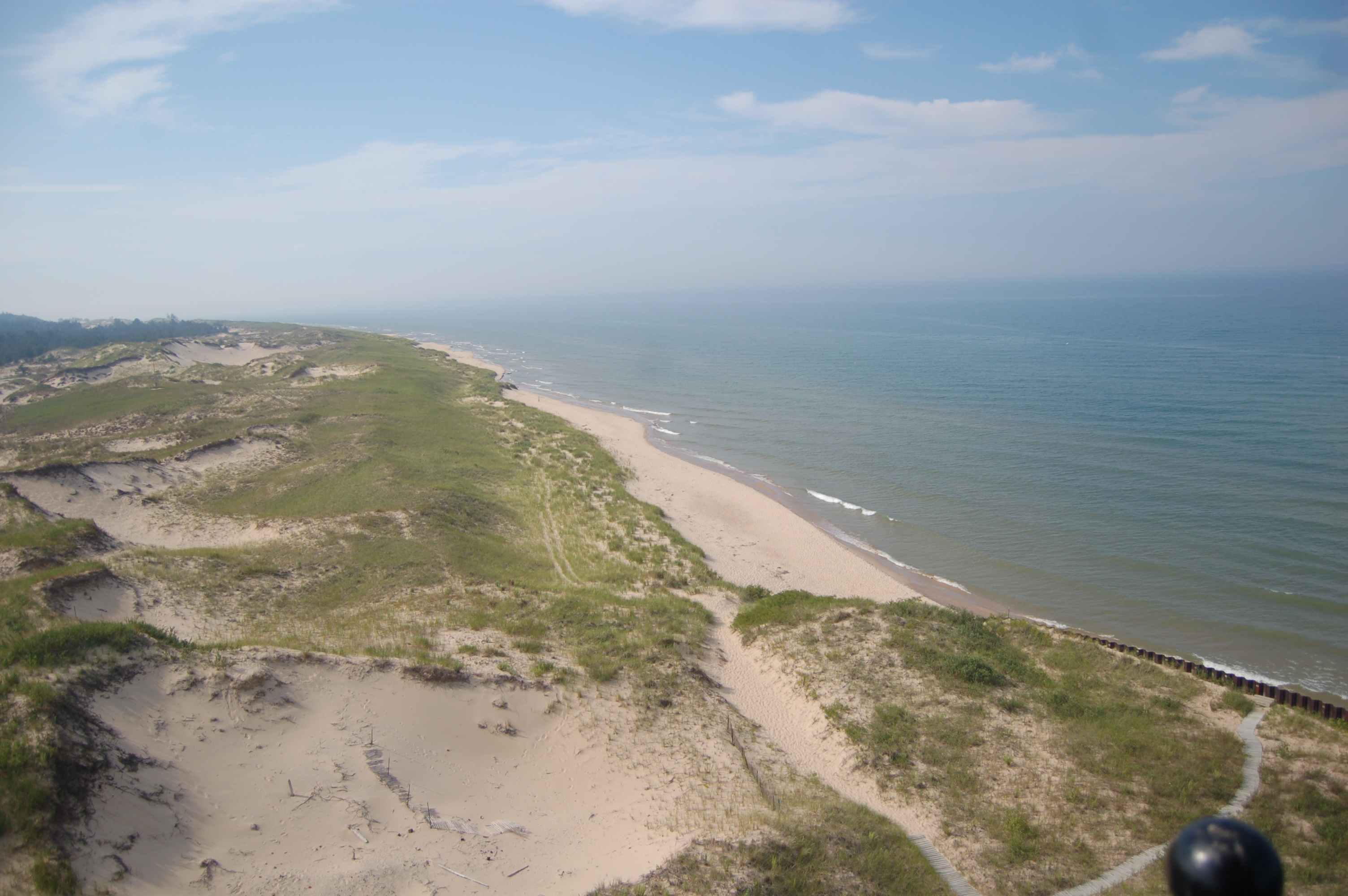 View of Lake Michigan shoreline from Big Sable Lighthouse tower