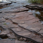 Layer of rock in the Presque Isle River