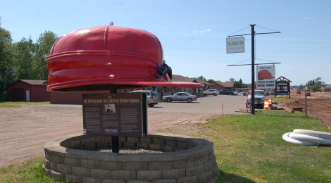 Michigan Roadside Attractions: Giant Stormy Kromer Hat in Ironwood