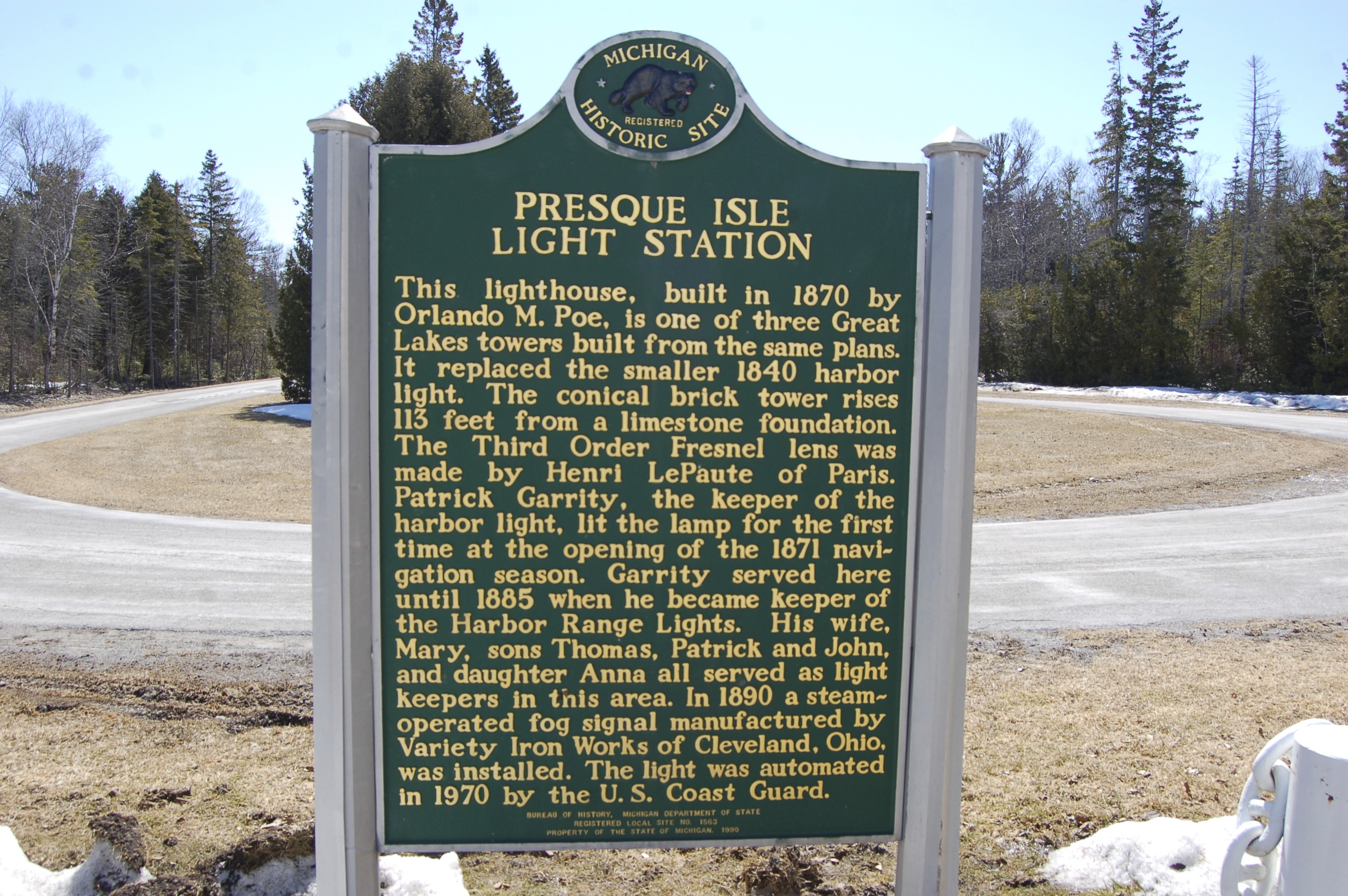 Presque Isle Light Station Historical Marker