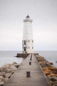Frankfort North Breakwater Lighthouse Fall