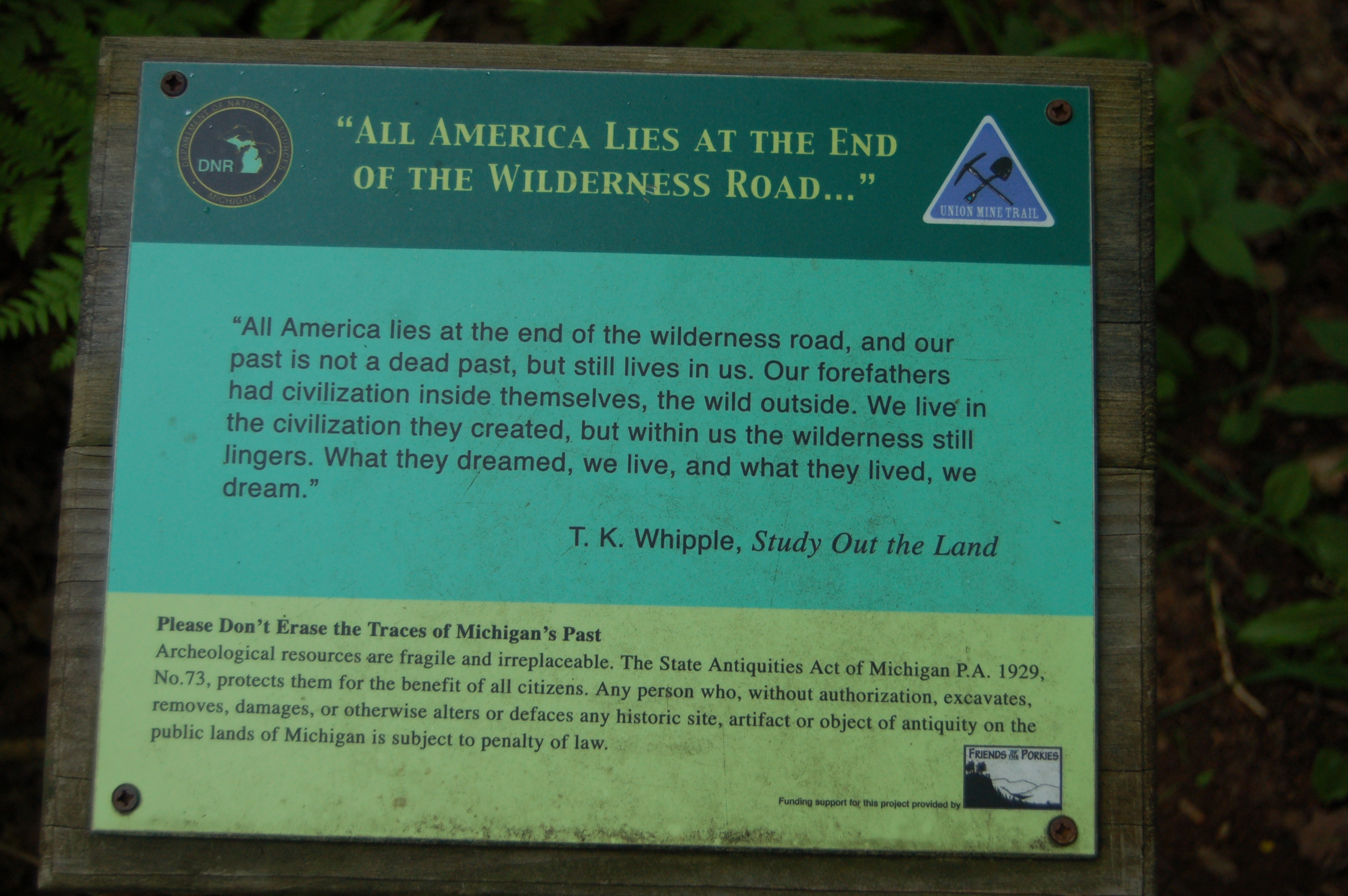 Union Mine Trail Porcupine Mountains Interpretive Sign