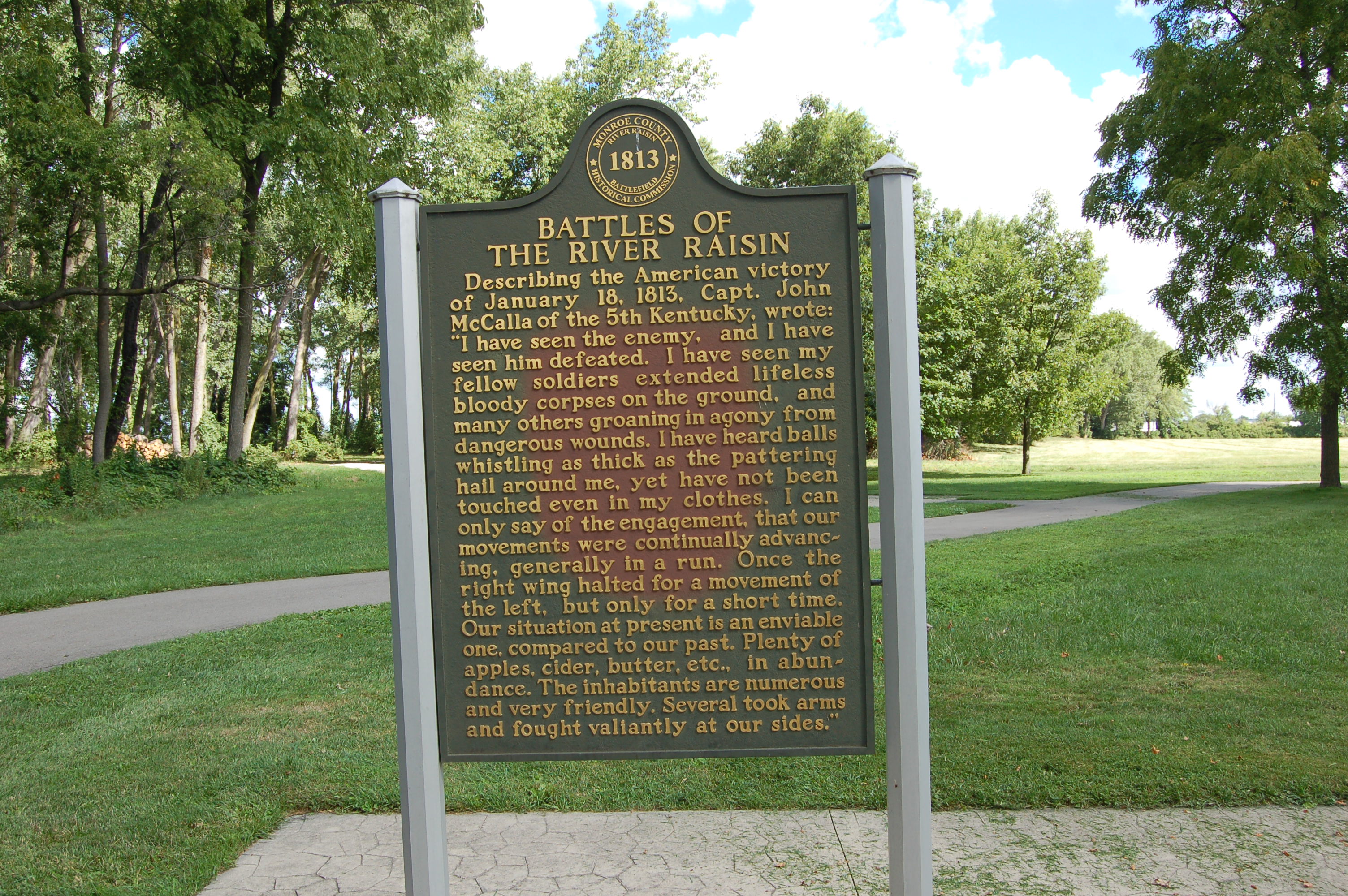 River Raisin National Battlefield Park Marker Side 2
