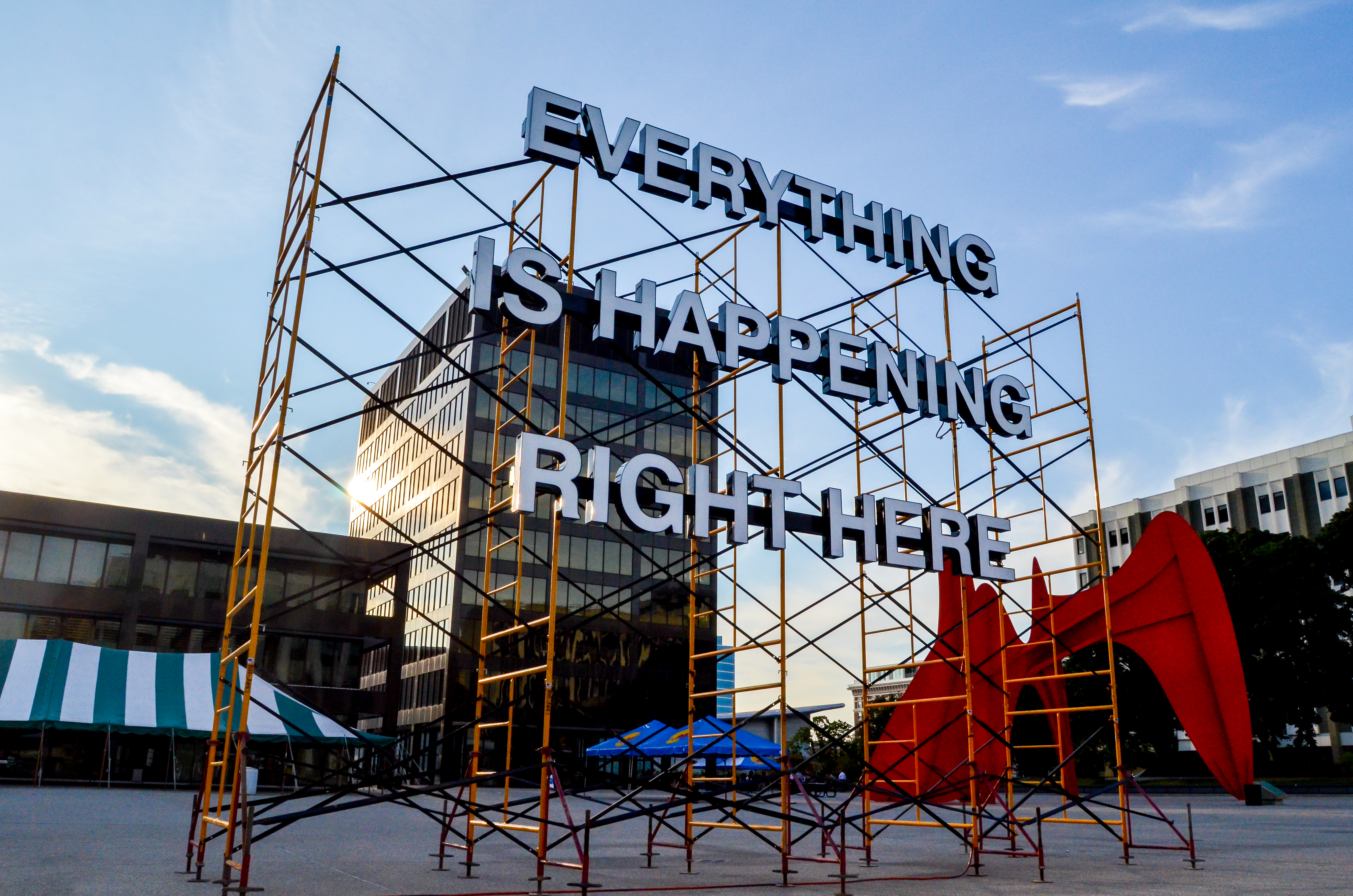 "Everything is Happening Right Here" by Justin Langlois and Hiba Abdallah, at Calder Plaza