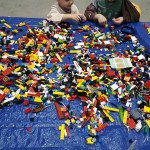 There was a long table of LEGOs for kids to play with