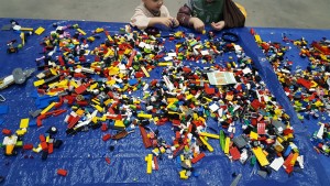 There was a long table of LEGOs for kids to play with