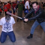John Marks is also an excellent cosplayer. Here he is as Negan from The Walking Dead, showing me Lucille