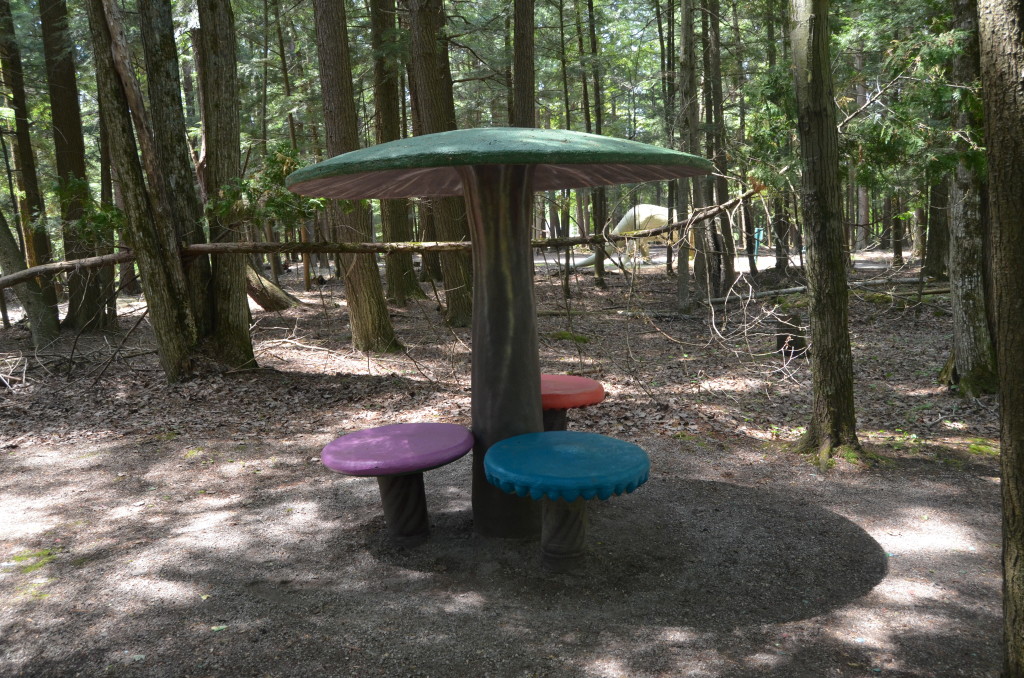 Dinosaur Gardens Ossinke Michigan Mushroom Benches
