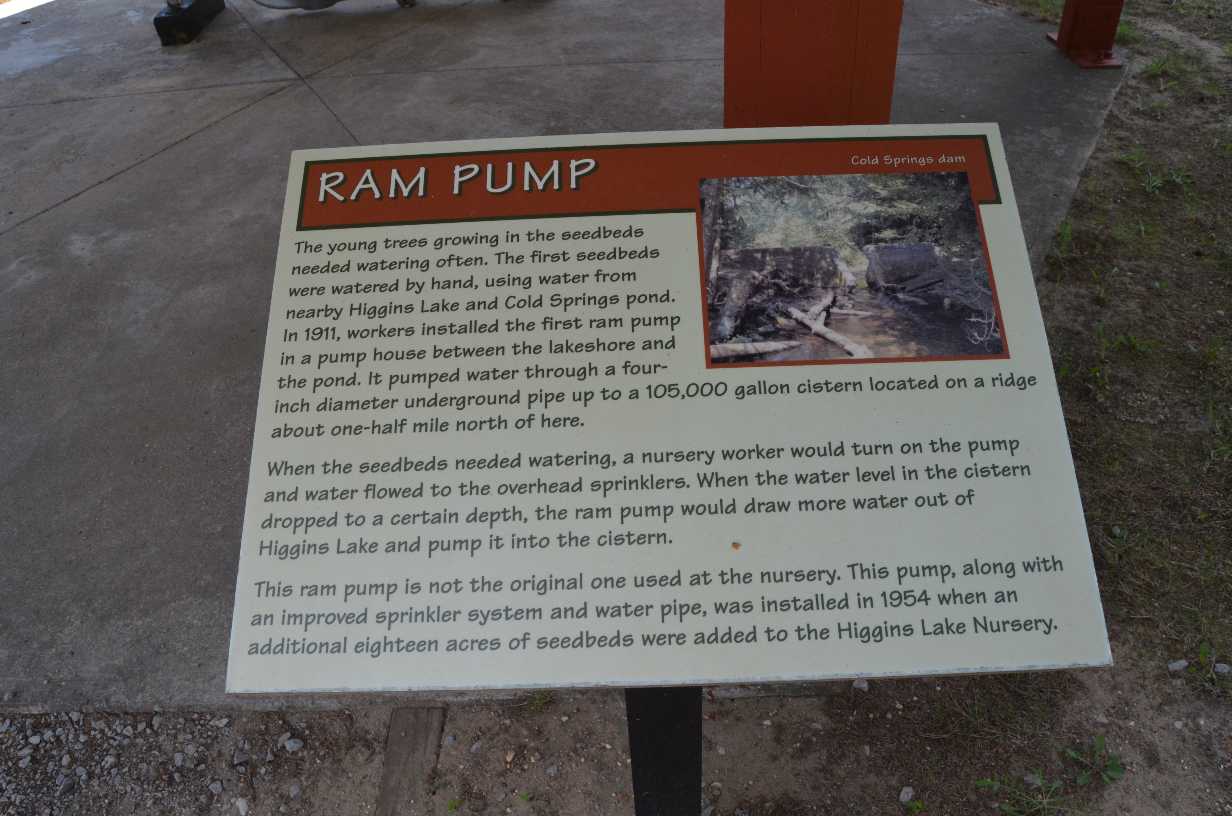 Michigan Civilian Conservation Corps Museum Ram Pump SIgn