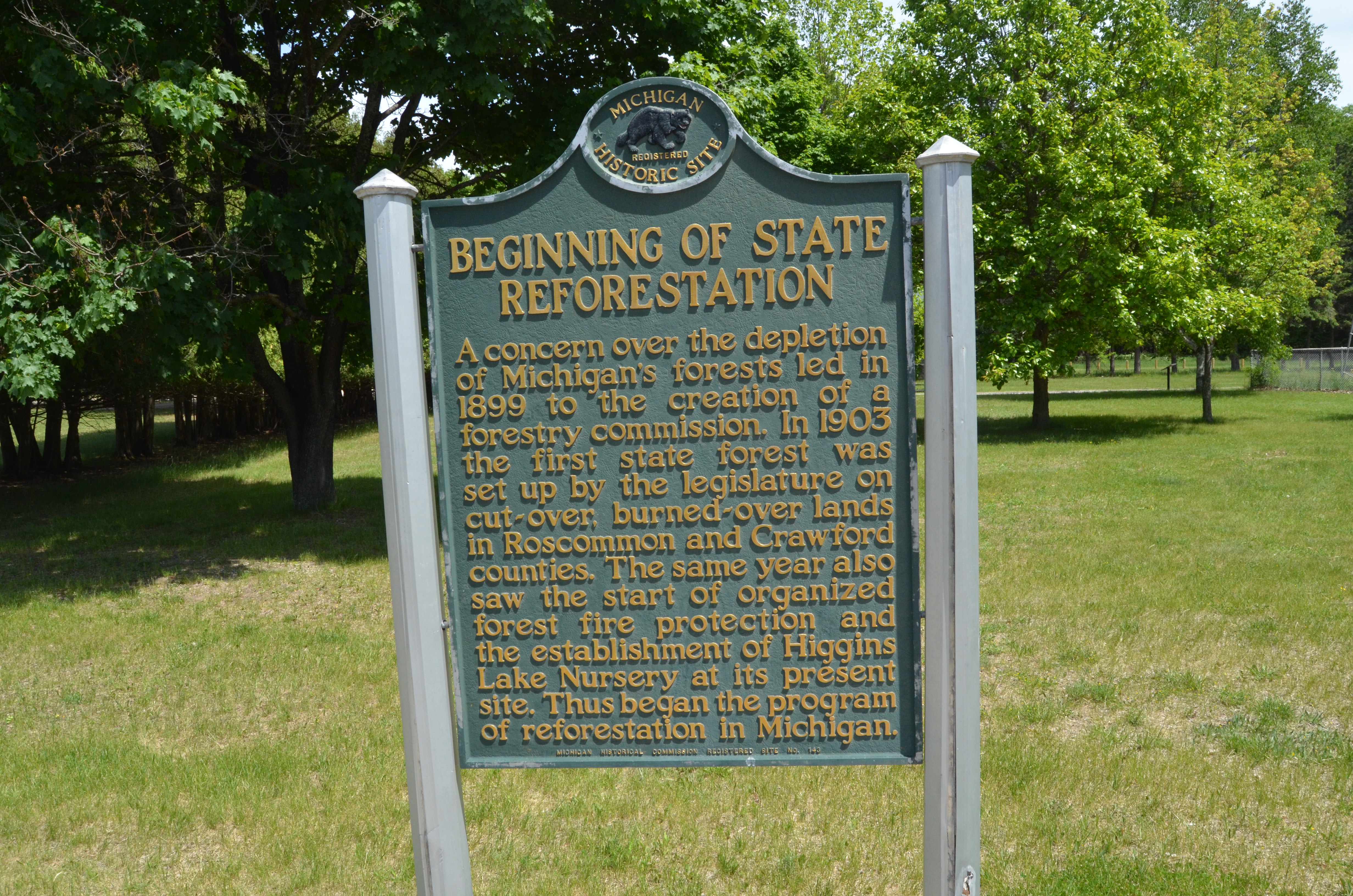 Michigan Civilian Conservation Corps Museum State Reforestation Marker