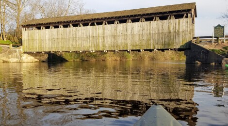 Paddle Under Two Covered Bridges on a Flat River Kayak Trip