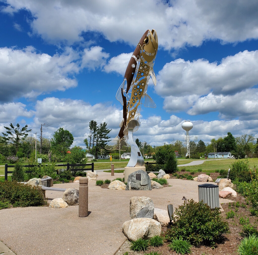 World's Largest Brown Trout Sculpture, Baldwin, May