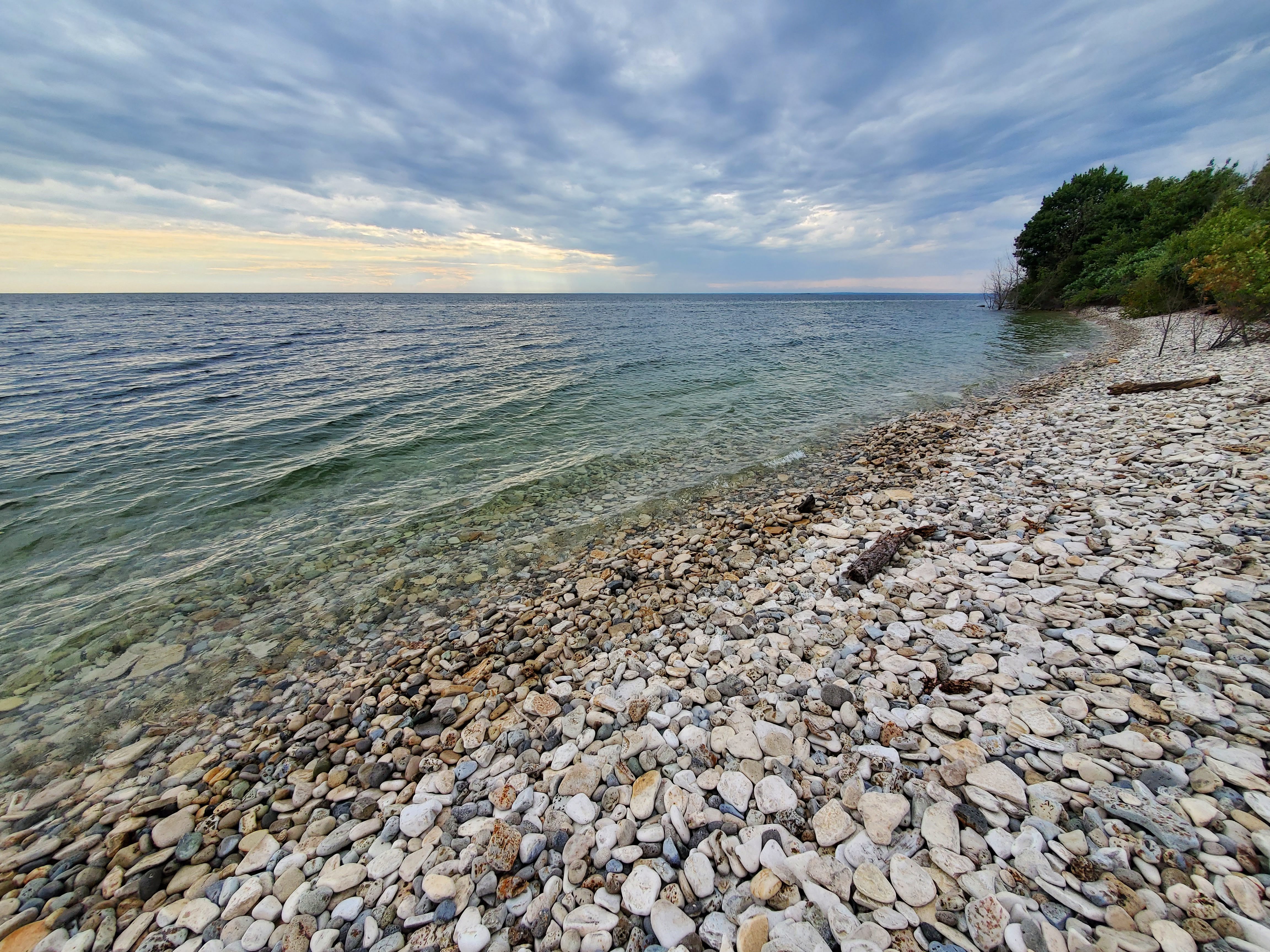 Rocky beach at Fayette Historic State Park, August