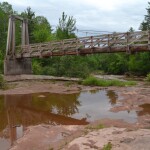 Suspension Bridge on the North Country Trail by O-kun-de-kun Falls, June