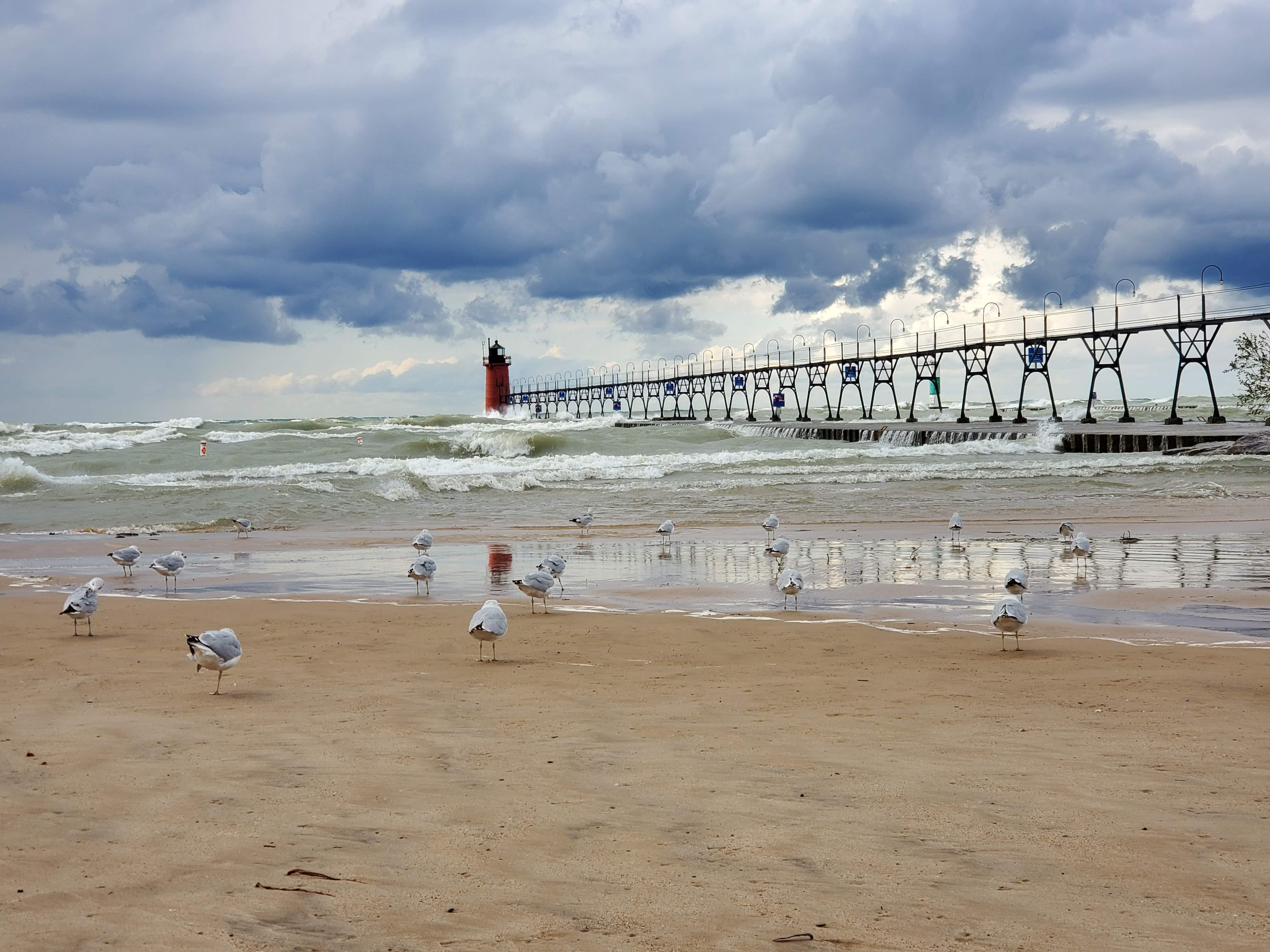 Windy day at South Haven Lighthouse, September