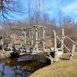 McCourtie Park Michigan Rope Bridge OVer River