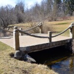 McCourtie Park Rope Bridge Cement Wood Michigan