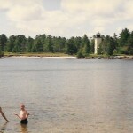 Swimming near the Mendota (Bete Grise) Lighthouse, 1997 or 1998