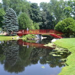 Dow Gardens Midland Michigan Red Bridge Reflection