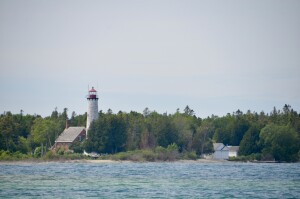 St. Helena Island Lighthouse Boathouse Lake Michigan