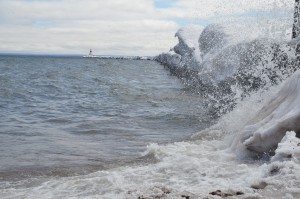 Presque Isle Lighthouse Marquette Waves 2022 Winter