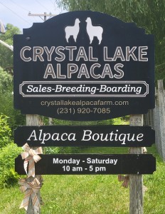 Crystal Lake Alpaca Farm Sign Frankfort MI