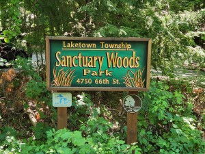 Sanctuary Woods Preserve Holland Michigan Park Sign