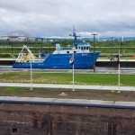 KIYI research vessel (USGS) downbound in the Soo Locks, June