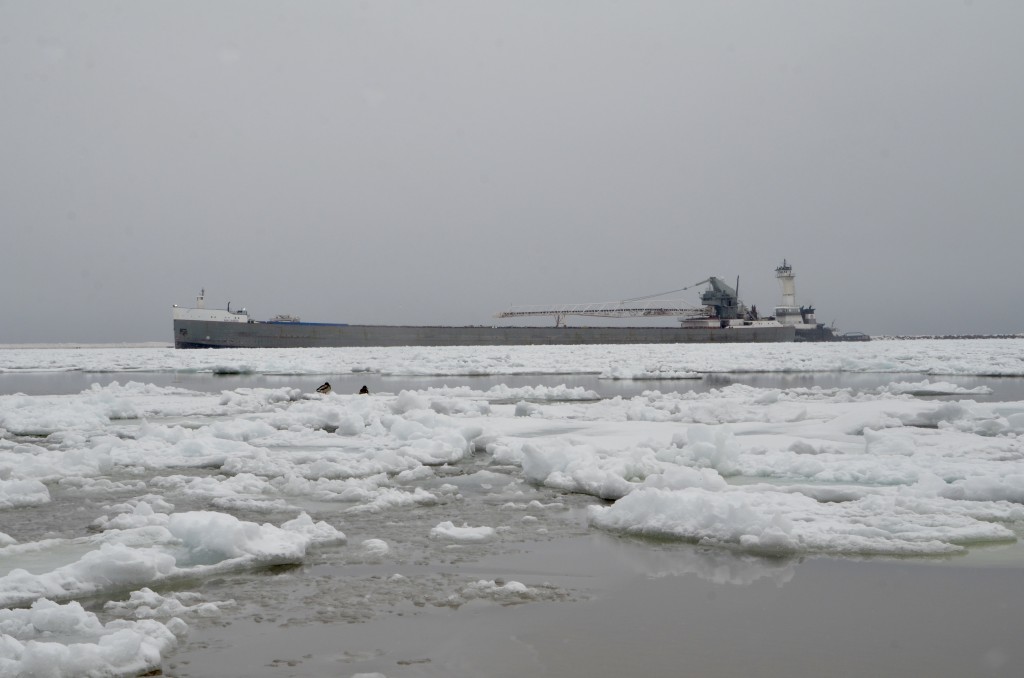 Maumee on an icy Lake Superior at Marquette, April