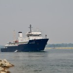 State of Michigan training vessel heading down the St. Mary's River in June
